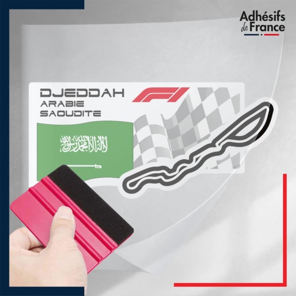 stickers sous film transfert Formule 1 - Circuit F1 de Djeddah avec drapeau d'Arabie Saoudite