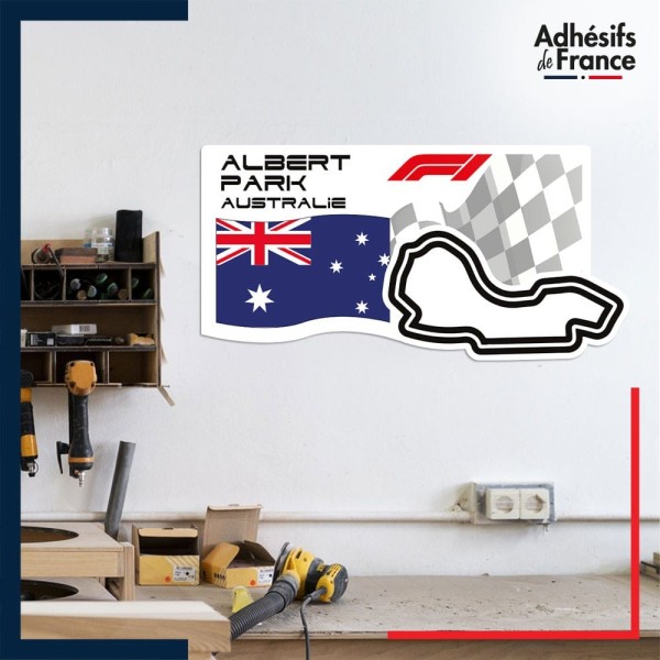 Adhésif grand format Formule 1 - Circuit F1 d'Albert Park avec drapeau d'Australie