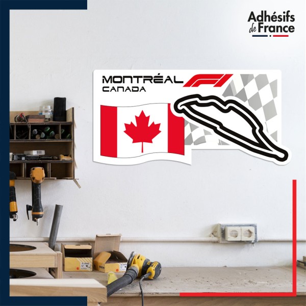 Adhésif grand format Formule 1 - Circuit F1 de Montréal avec drapeau du Canada