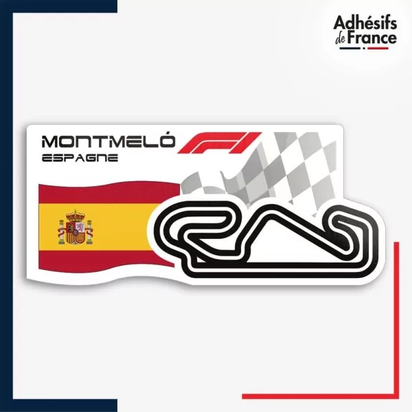 Sticker Formule 1 - Circuit F1 de Montmelo avec drapeau d'Espagne