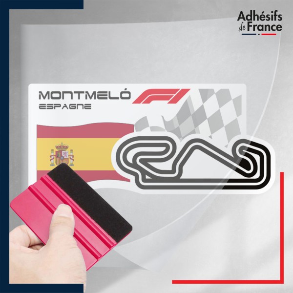 stickers sous film transfert Formule 1 - Circuit F1 de Montmelo avec drapeau d'Espagne