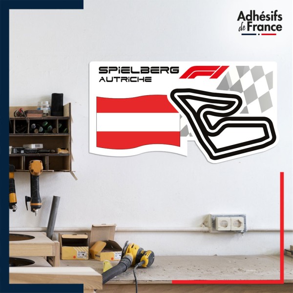 Adhésif grand format Formule 1 - Circuit F1 de Spielberg avec drapeau d'Autriche