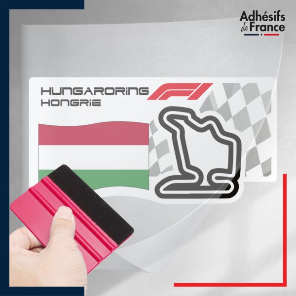 stickers sous film transfert Formule 1 - Circuit F1 de Hungaroring avec drapeau de Hongrie