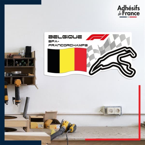 Adhésif grand format Formule 1 - Circuit F1 de Spa-Francorchamps avec drapeau de Belgique