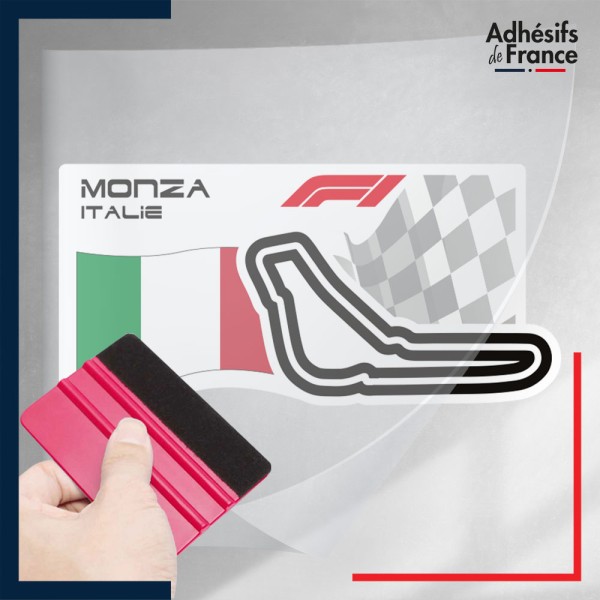 stickers sous film transfert Formule 1 - Circuit F1 de Monza avec drapeau d'Italie