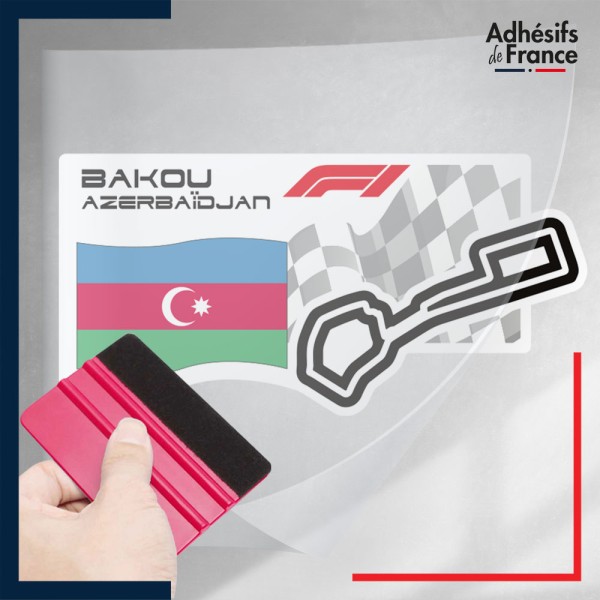 stickers sous film transfert Formule 1 - Circuit F1 de Bakou avec drapeau d'Azerbaïdjan