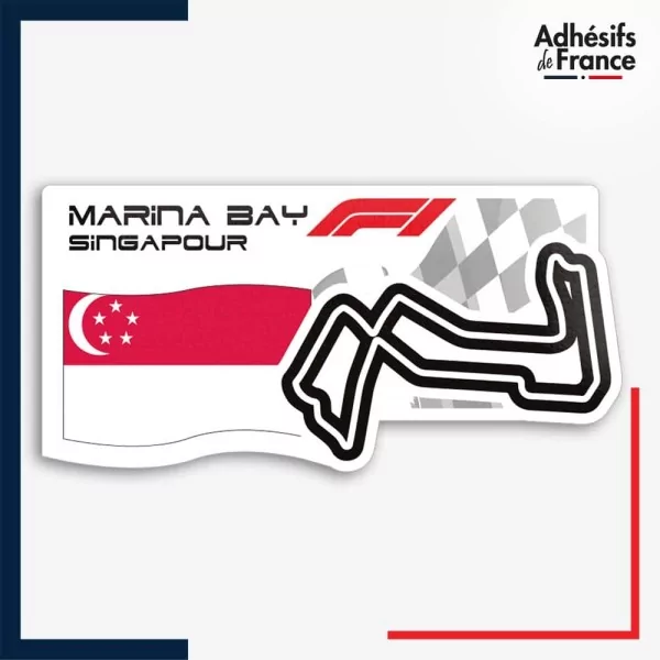 Sticker Formule 1 - Circuit F1 de Marina Bay avec drapeau de Singapour
