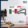 Adhésif grand format Formule 1 - Circuit F1 de Mexico avec drapeau du Mexique
