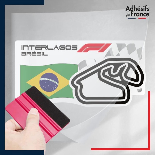 stickers sous film transfert Formule 1 - Circuit F1 d'Interlagos avec drapeau du Brésil