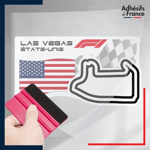 stickers sous film transfert Formule 1 - Circuit F1 de Las Vegas avec drapeau des Etats-Unis