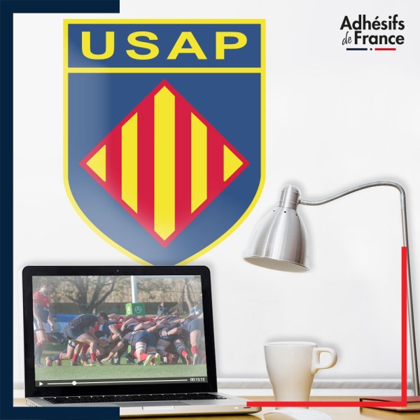 Adhésif grand format logo rugby - Club Perpignan - USAP - Union Sportive Arlequins Perpignanais