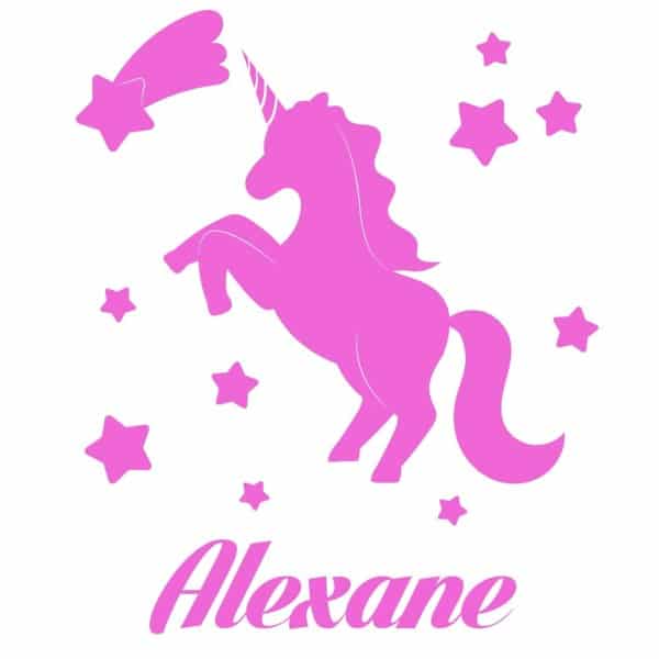 Sticker Licorne et étoiles avec prénom personnalisable