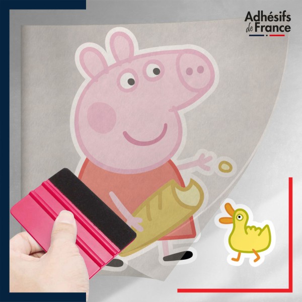 stickers sous film transfert Peppa Pig - Peppa avec canard