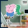 Adhésif grand format Peppa Pig - Georges Pig avec jouet dinosaure