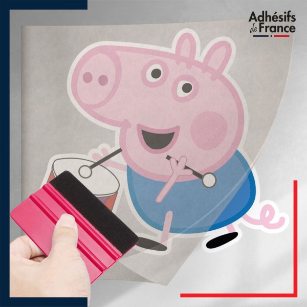 stickers sous film transfert Peppa Pig - Georges Pig avec tambour