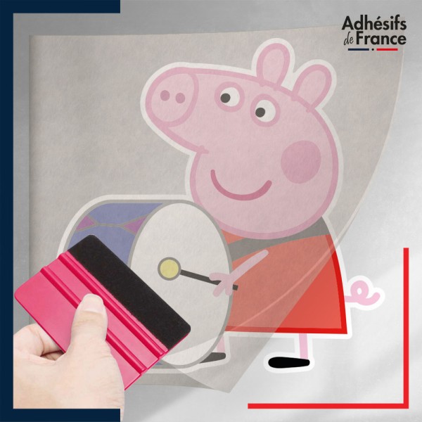 stickers sous film transfert Peppa Pig - Peppa avec tambour