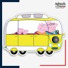 Sticker Peppa Pig - Famille Pig en camping-car