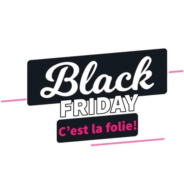 Sticker Black Friday C'est la folie blanc et rose