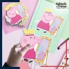 autocollant petit format Peppa Pig - Peppa en princesse devant son miroir