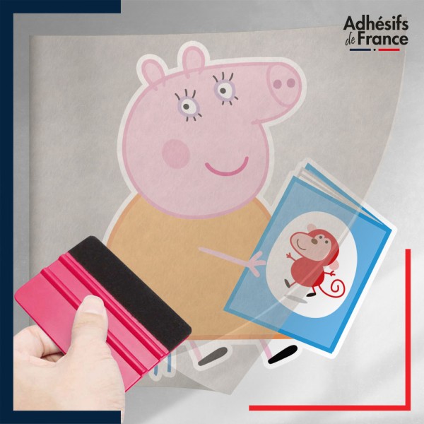 stickers sous film transfert Peppa Pig - Maman Pig en lecture