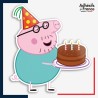 Sticker Peppa Pig - Papa Pig avec gâteau d'anniversaire