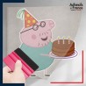 stickers sous film transfert Peppa Pig - Papa Pig avec gâteau d'anniversaire