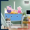 Adhésif grand format Peppa Pig - Famille Pig en bateau