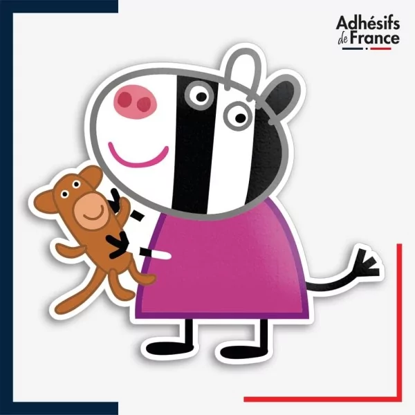 Sticker Peppa Pig - Zoé Zebra avec peluche