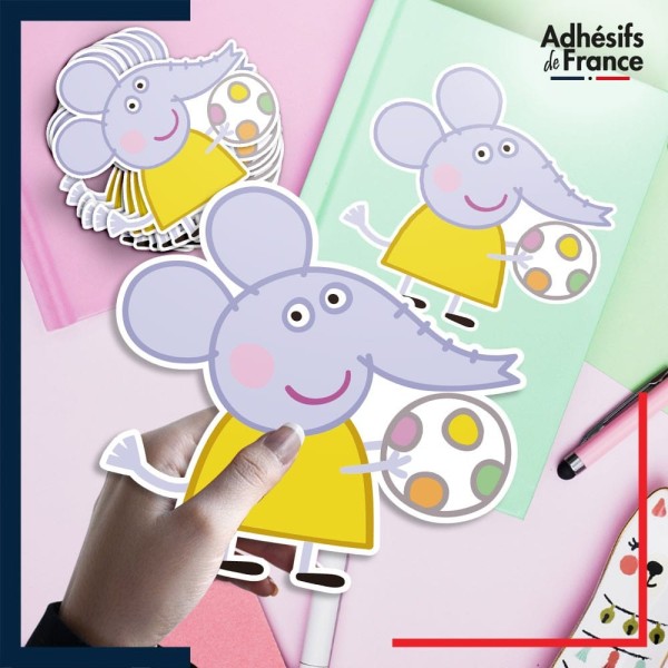 autocollant petit format Peppa Pig - Emilie Elephant avec ballon