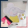stickers sous film transfert Peppa Pig - Emilie Elephant avec ballon