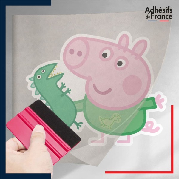 stickers sous film transfert Peppa Pig - Georges Pig en pyjama