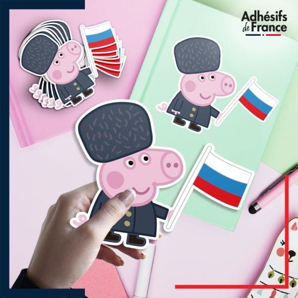 autocollant petit format Peppa Pig - Georges Pig Russie