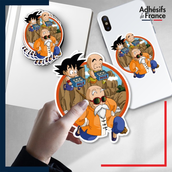 autocollant petit format Dragon ball - Goku Krillin et Kamé Sennin