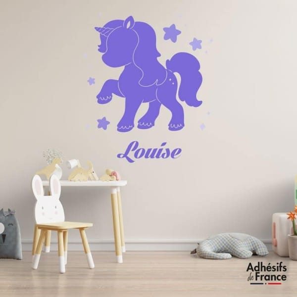 Sticker Licorne étoiles avec prénom personnalisable