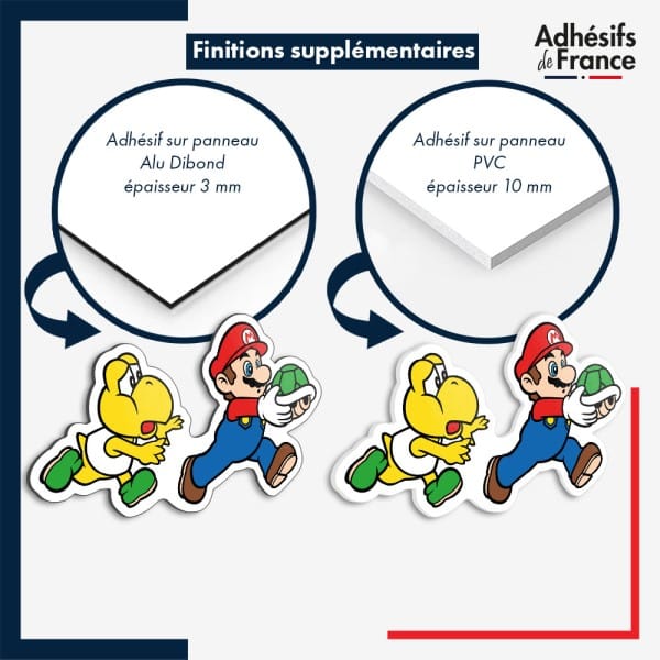 sticker sur plaque aluminium dibond ou panneau PVC Super Mario - Mario et Koopa