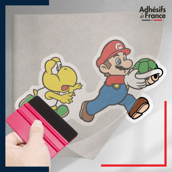 stickers sous film transfert Super Mario - Mario et Koopa