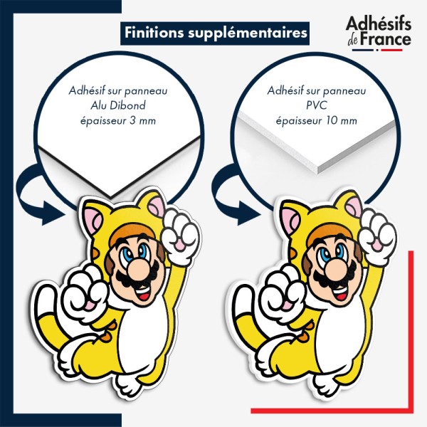 sticker sur plaque aluminium dibond ou panneau PVC Super Mario -  Mario chat