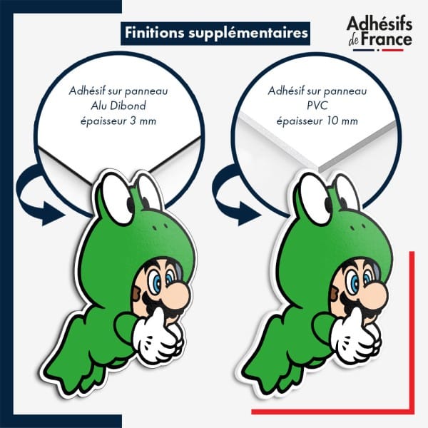 sticker sur plaque aluminium dibond ou panneau PVC Super Mario -  Mario grenouille