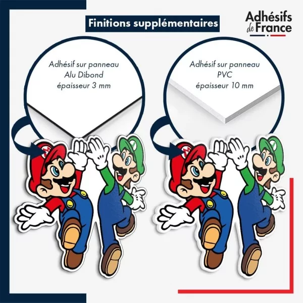sticker sur plaque aluminium dibond ou panneau PVC Super Mario -  Mario et Luigi