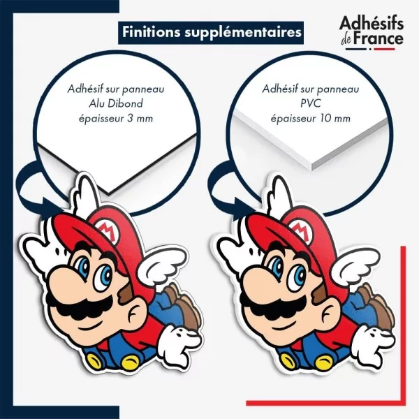 sticker sur plaque aluminium dibond ou panneau PVC Super Mario - Mario volant