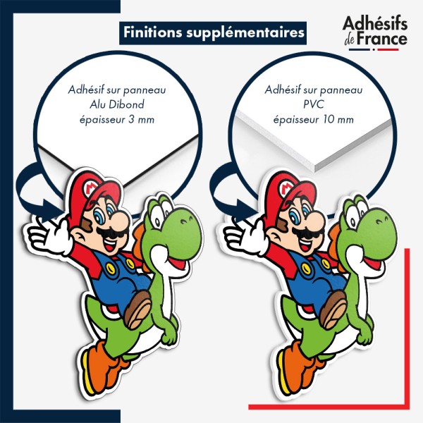 sticker sur plaque aluminium dibond ou panneau PVC Super Mario -  Mario et Yoshi