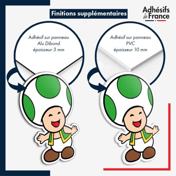 sticker sur plaque aluminium dibond ou panneau PVC Super Mario -  Toad vert