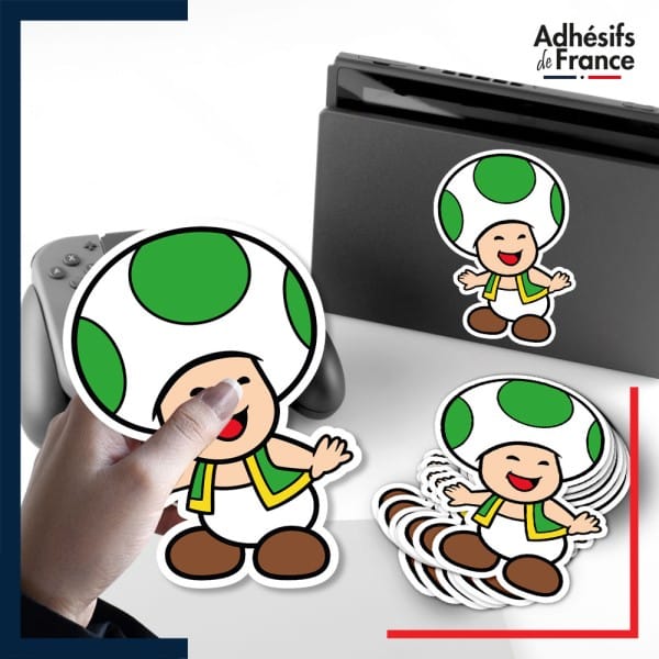 autocollant petit format Super Mario - Toad vert