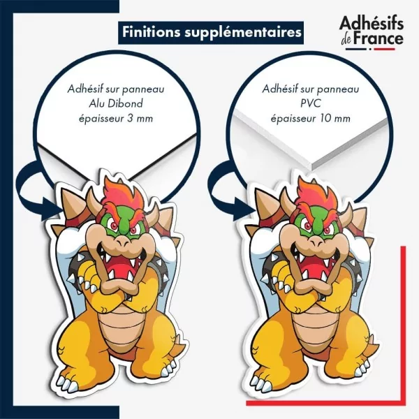 sticker sur plaque aluminium dibond ou panneau PVC Super Mario - Bowser bras croisés