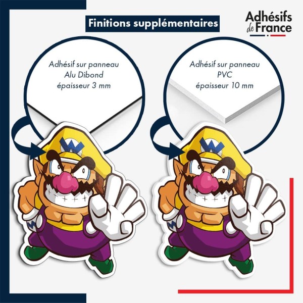 sticker sur plaque aluminium dibond ou panneau PVC Super Mario - Wario