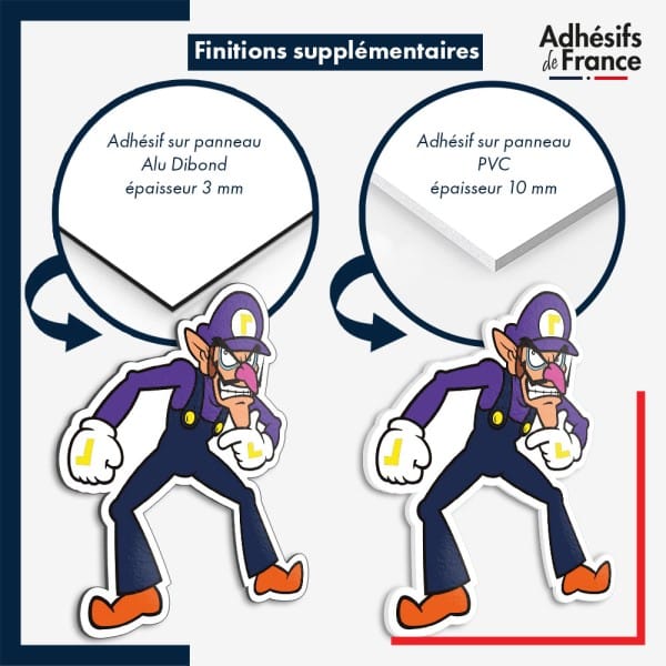 sticker sur plaque aluminium dibond ou panneau PVC Super Mario - Waluigi