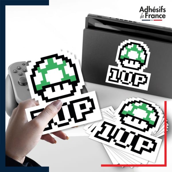 autocollant petit format Super Mario - 1 up