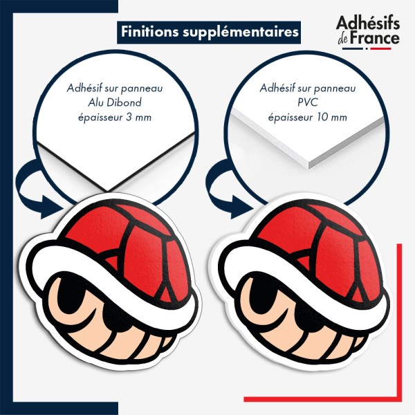 sticker sur plaque aluminium dibond ou panneau PVC Super Mario - Carapace rouge