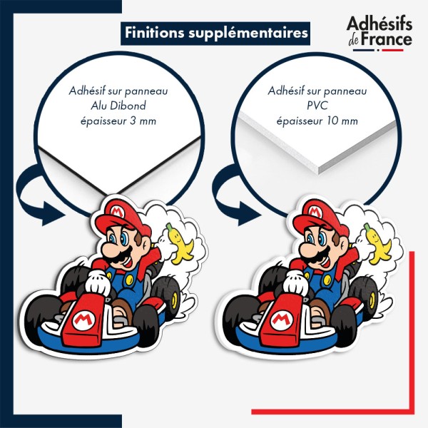 sticker sur plaque aluminium dibond ou panneau PVC Super Mario - Mario kart jet de banane