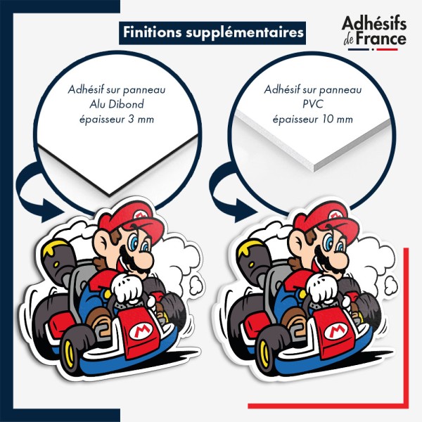 sticker sur plaque aluminium dibond ou panneau PVC Super Mario - Mario kart